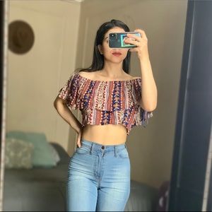 Band of Gypsies Off The Shoulder Crop Top